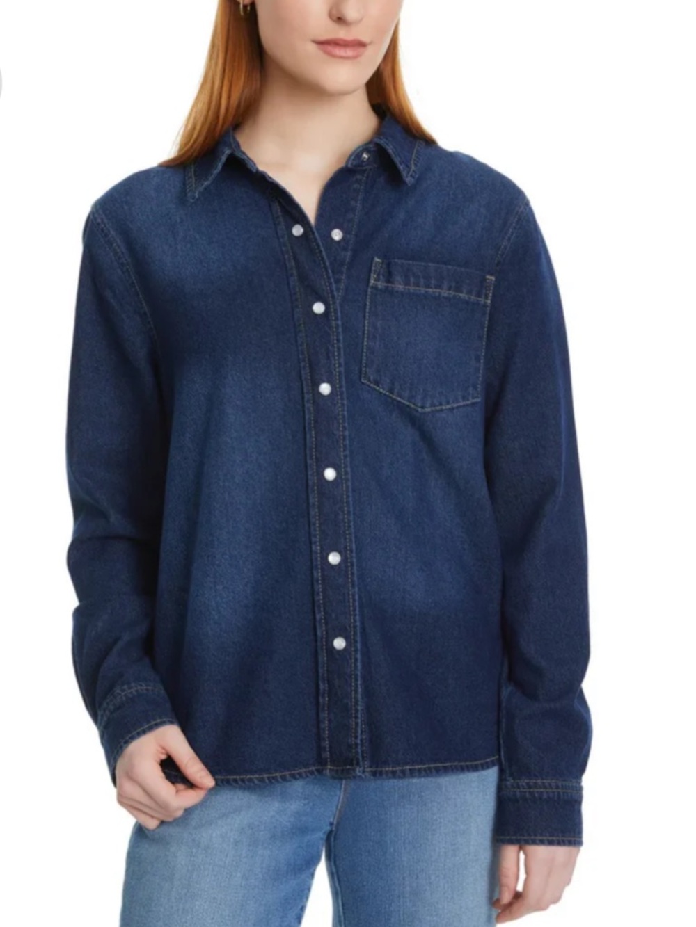 Lucky Brand Dark Blue Denim Button-Up Shirt